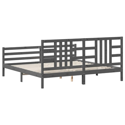 Giroletto con Testiera Grigio 200x200 cm in Legno Massello | homemem39