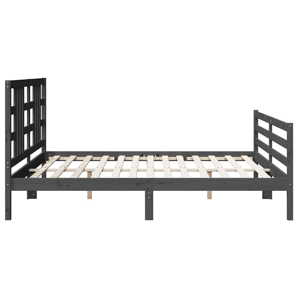 Giroletto con Testiera Grigio 200x200 cm in Legno Massello | homemem39