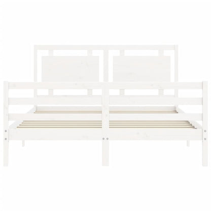 Giroletto con Testiera Bianco 160x200 cm Legno Massello