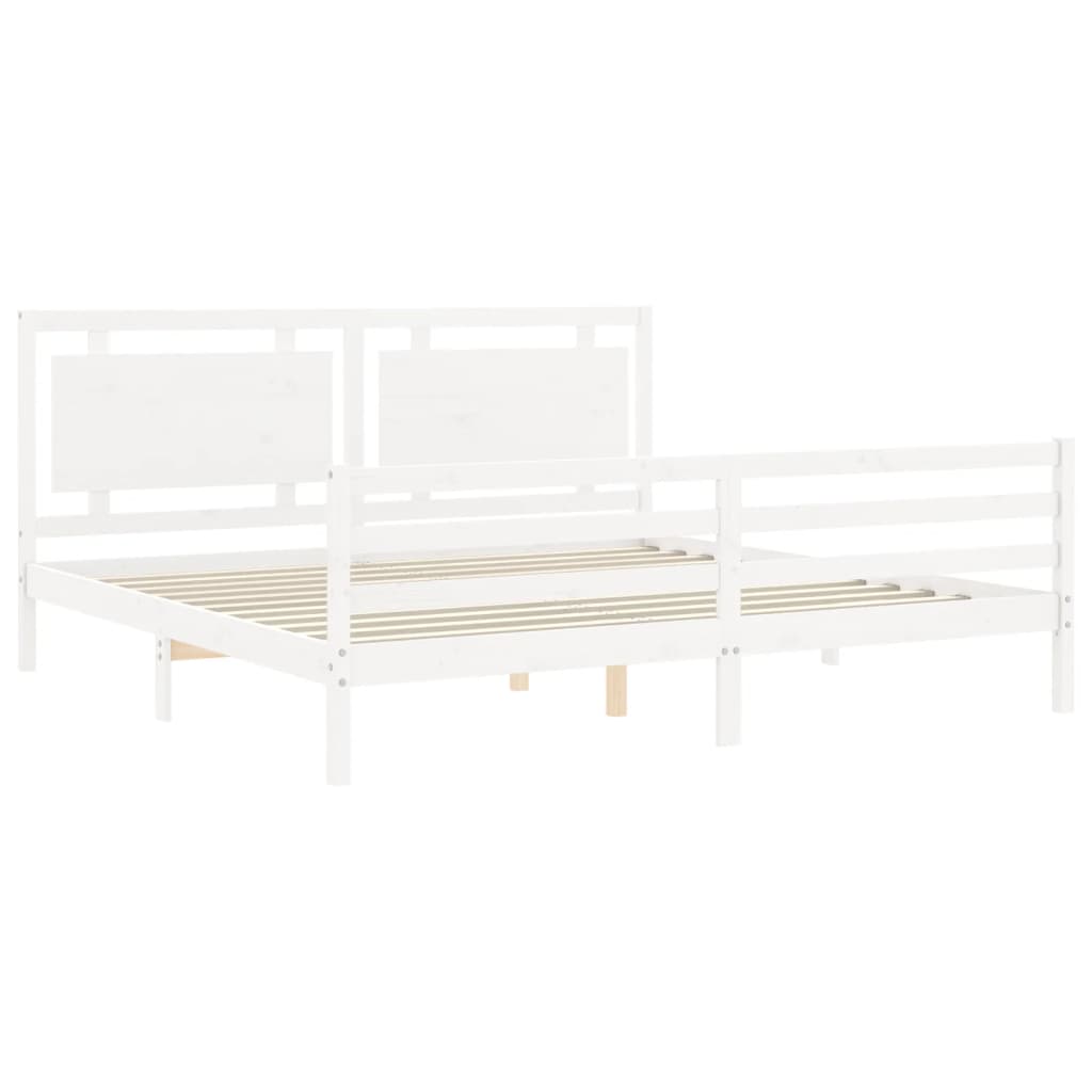 Giroletto con Testiera Bianco 200x200 cm in Legno Massello