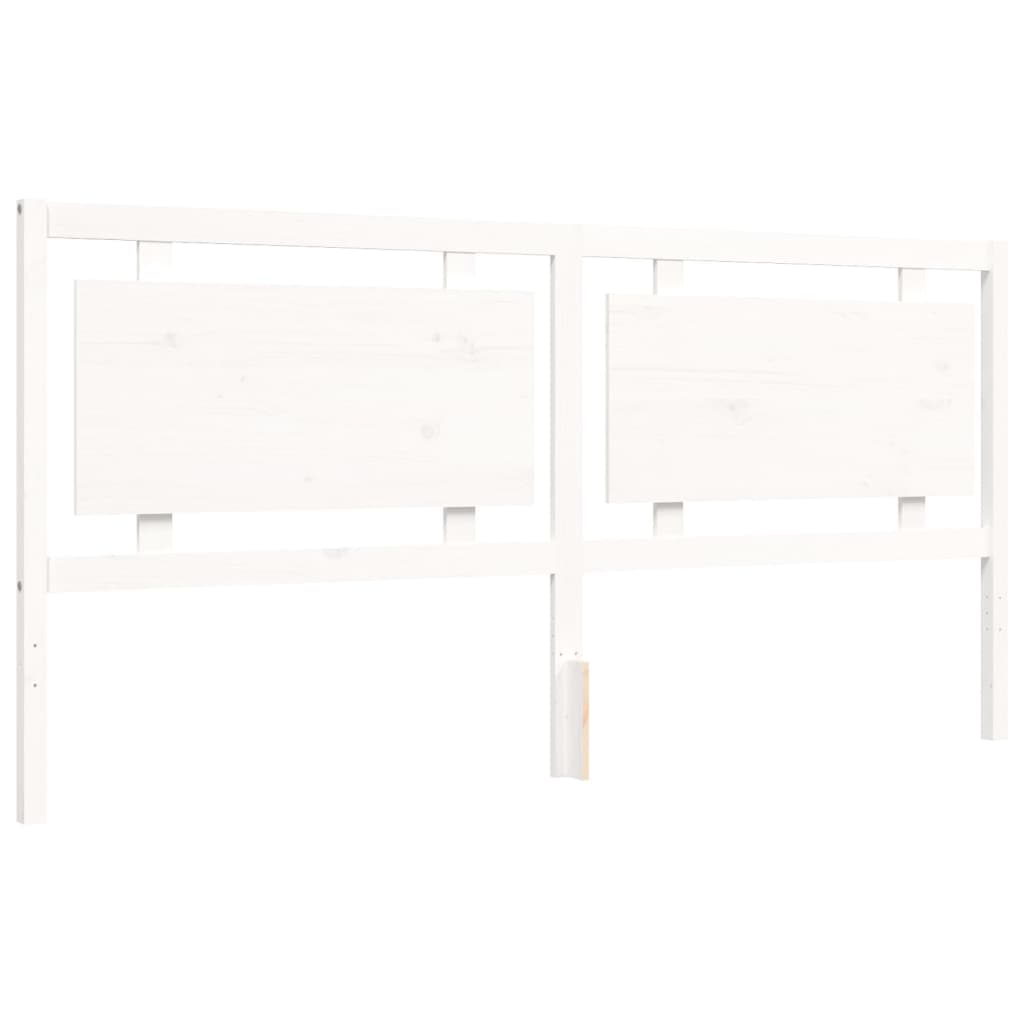 Giroletto con Testiera Bianco 200x200 cm in Legno Massello