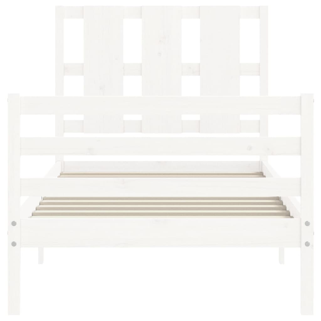 Giroletto con Testiera Bianco Small Single Legno Massello
