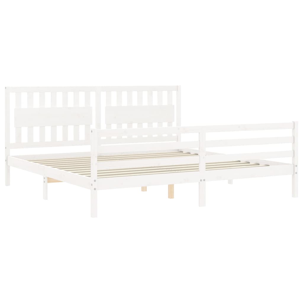 Giroletto con Testiera Bianco 200x200 cm in Legno Massello | homemem39
