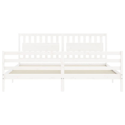 Giroletto con Testiera Bianco 200x200 cm in Legno Massello