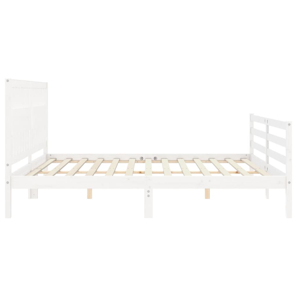Giroletto con Testiera Bianco 200x200 cm in Legno Massello