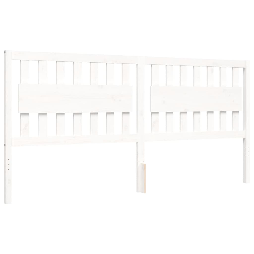 Giroletto con Testiera Bianco 200x200 cm in Legno Massello | homemem39
