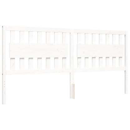 Giroletto con Testiera Bianco 200x200 cm in Legno Massello | homemem39