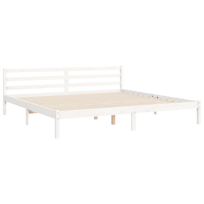 Giroletto con Testiera Bianco 200x200 cm in Legno Massello | homemem39