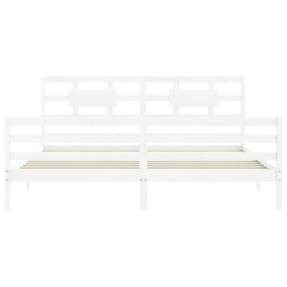 Giroletto con Testiera Bianco 200x200 cm in Legno Massello