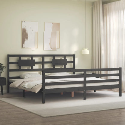 Giroletto con Testiera Grigio 200x200 cm in Legno Massello | homemem39