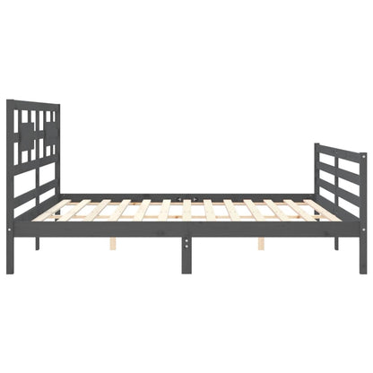 Giroletto con Testiera Grigio 200x200 cm in Legno Massello | homemem39