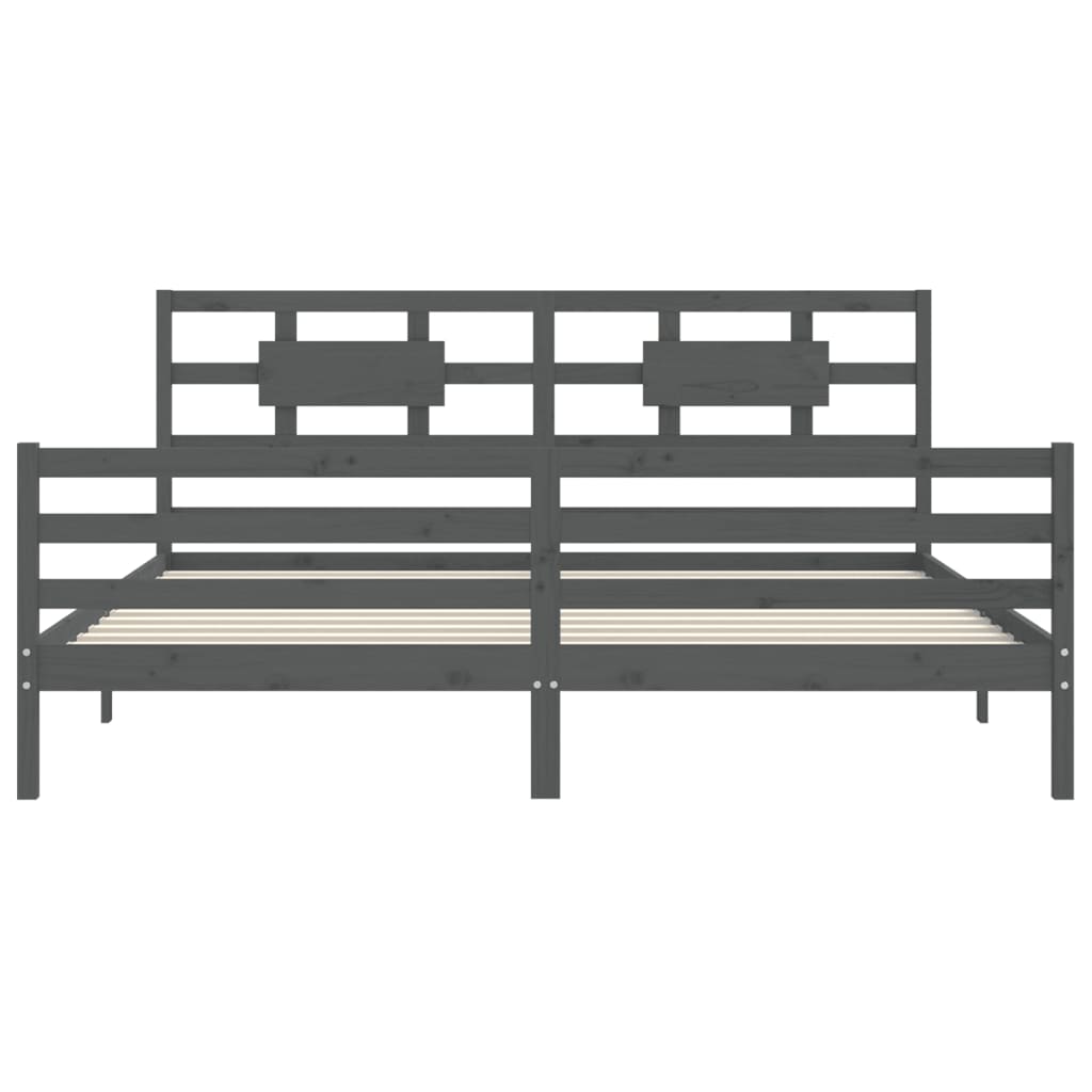 Giroletto con Testiera Grigio 200x200 cm in Legno Massello | homemem39