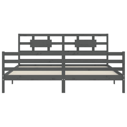 Giroletto con Testiera Grigio 200x200 cm in Legno Massello | homemem39