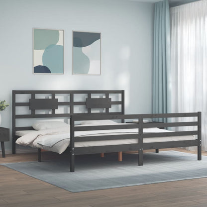 Giroletto con Testiera Grigio 200x200 cm in Legno Massello | homemem39