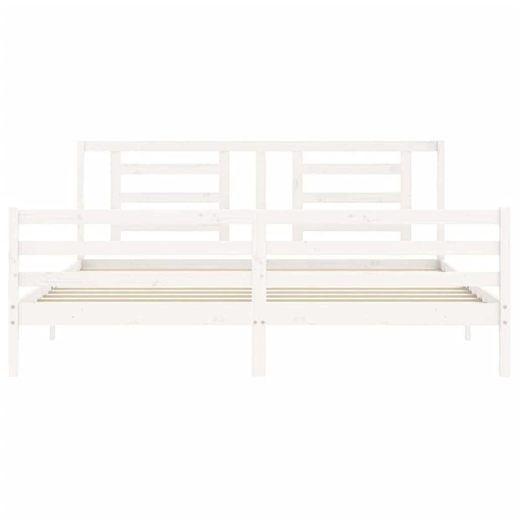 Giroletto con Testiera Bianco 200x200 cm in Legno Massello