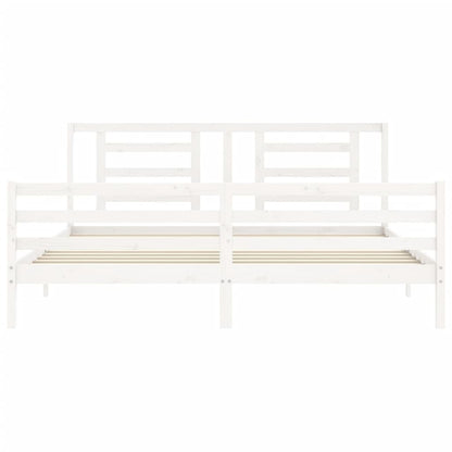 Giroletto con Testiera Bianco 200x200 cm in Legno Massello