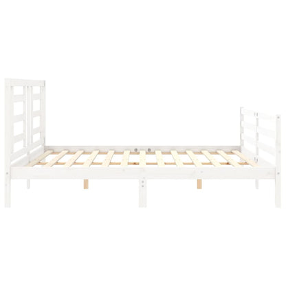 Giroletto con Testiera Bianco 200x200 cm in Legno Massello