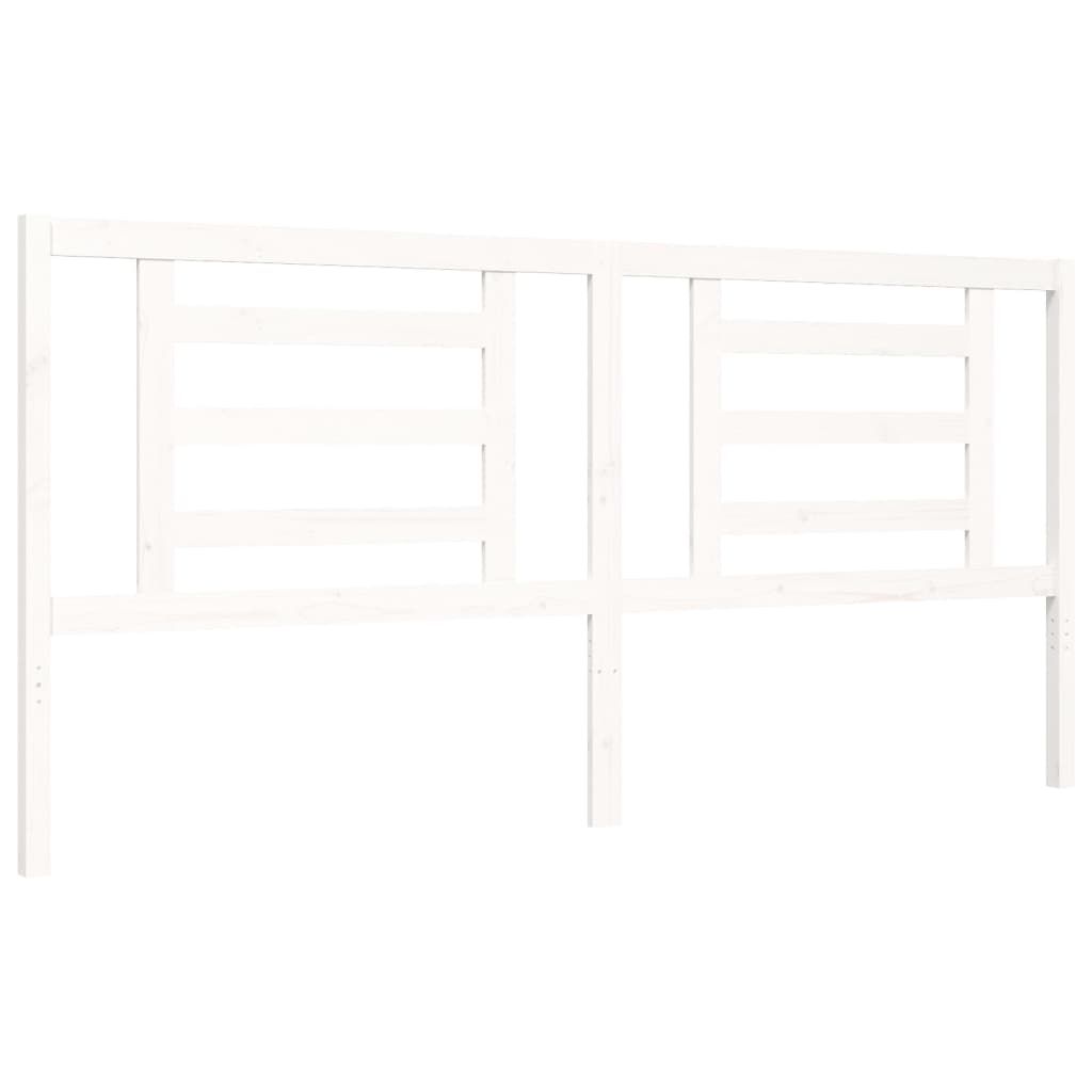 Giroletto con Testiera Bianco 200x200 cm in Legno Massello
