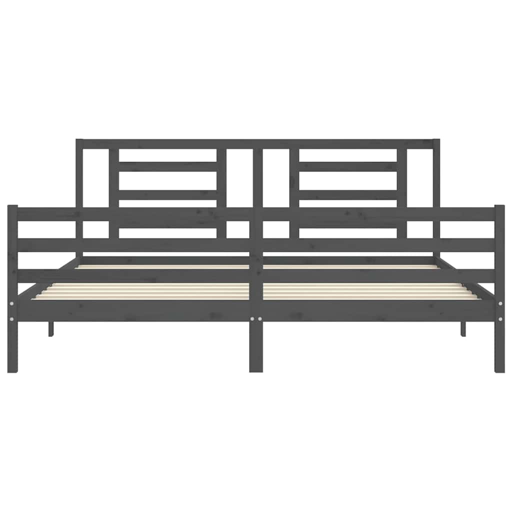 Giroletto con Testiera Grigio 200x200 cm in Legno Massello | homemem39