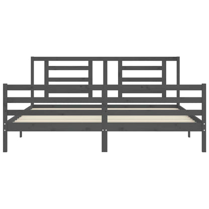 Giroletto con Testiera Grigio 200x200 cm in Legno Massello | homemem39