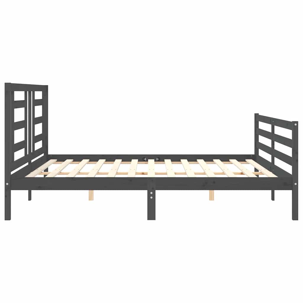 Giroletto con Testiera Grigio 200x200 cm in Legno Massello | homemem39