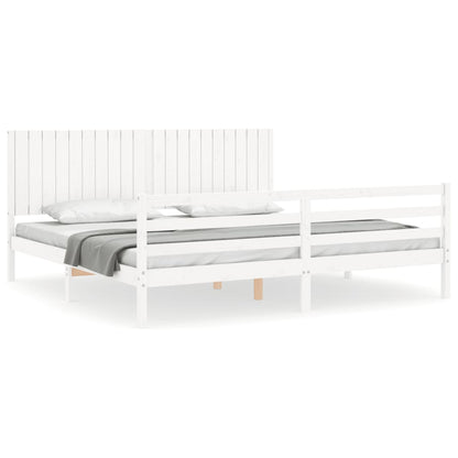 Giroletto con Testiera Bianco 200x200 cm in Legno Massello | homemem39
