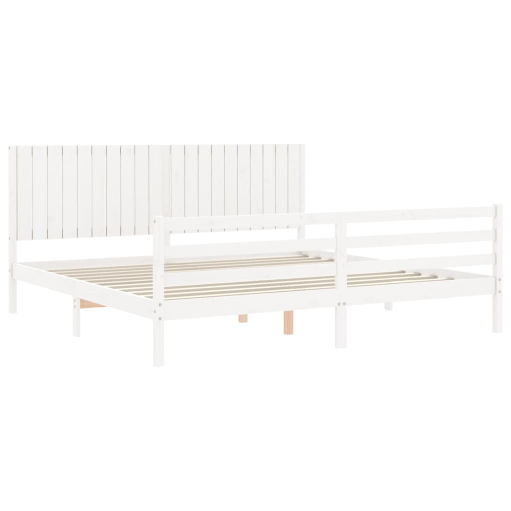 Giroletto con Testiera Bianco 200x200 cm in Legno Massello | homemem39