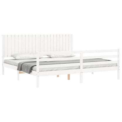 Giroletto con Testiera Bianco 200x200 cm in Legno Massello | homemem39