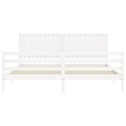 Giroletto con Testiera Bianco 200x200 cm in Legno Massello | homemem39