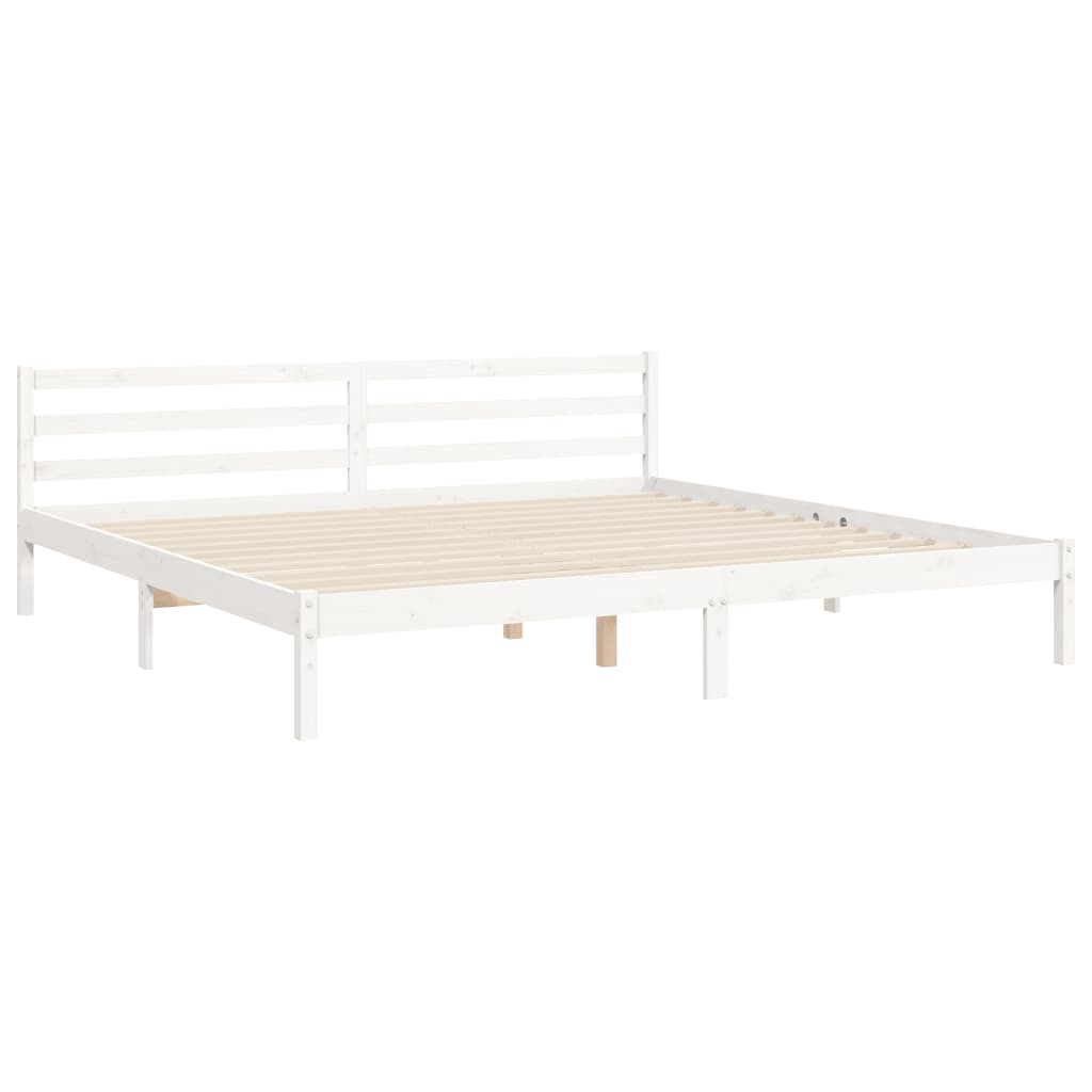 Giroletto con Testiera Bianco 200x200 cm in Legno Massello | homemem39