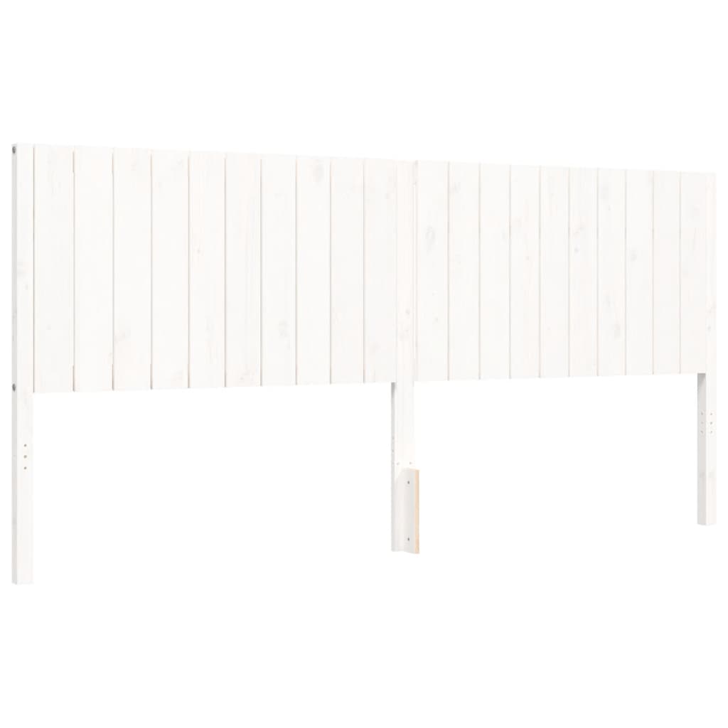 Giroletto con Testiera Bianco 200x200 cm in Legno Massello | homemem39