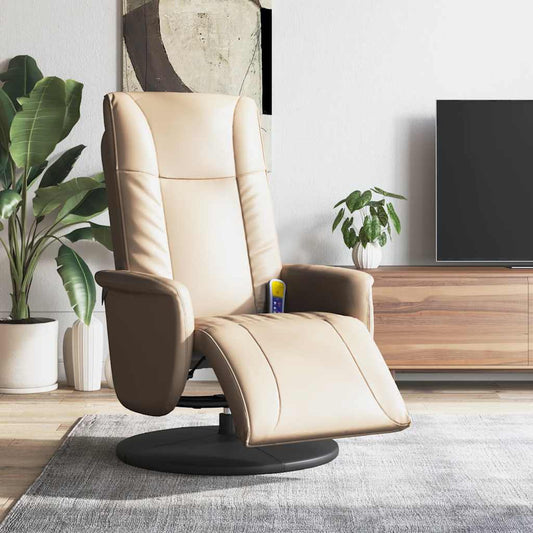 Poltrona Reclinabile Massaggi Poggiapiedi Cappuccino Similpelle
