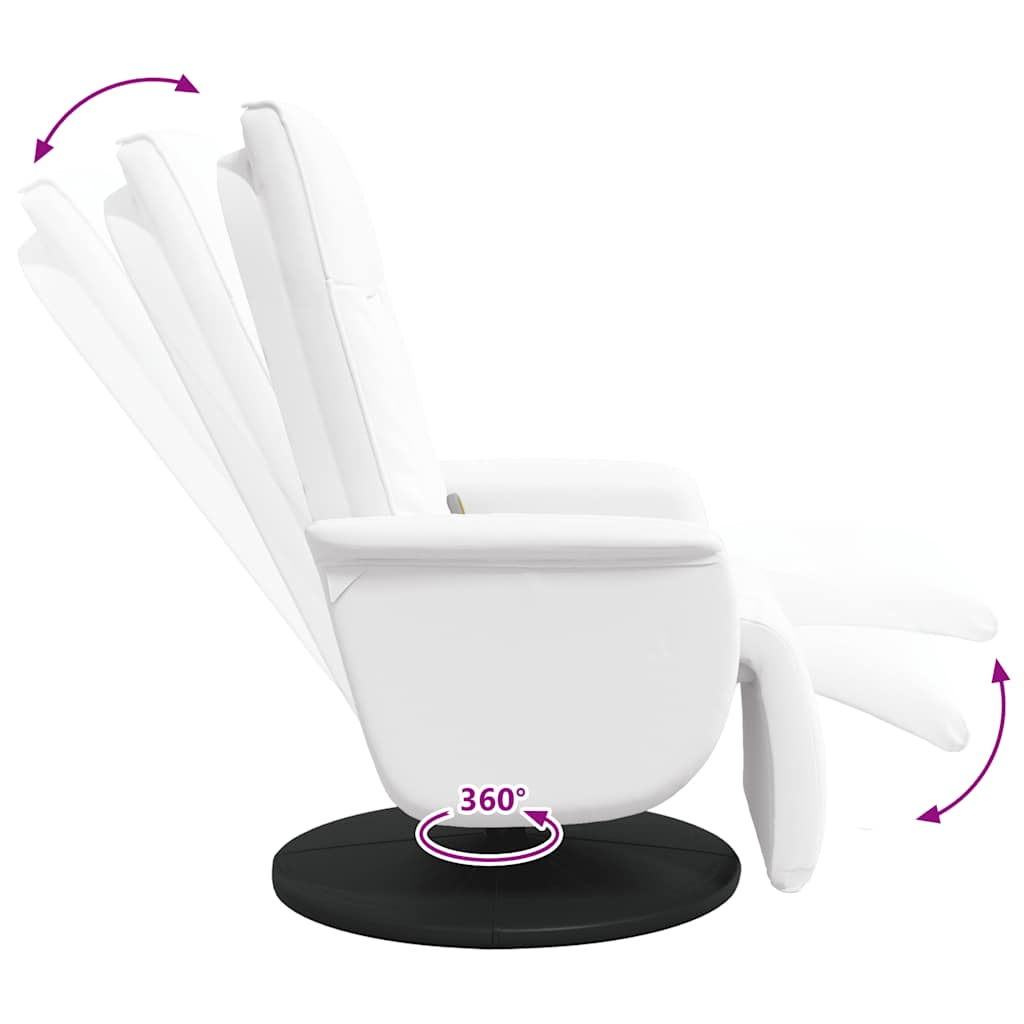 Poltrona Reclinabile Massaggiante Poggiapiedi Bianca Similpelle - homemem39