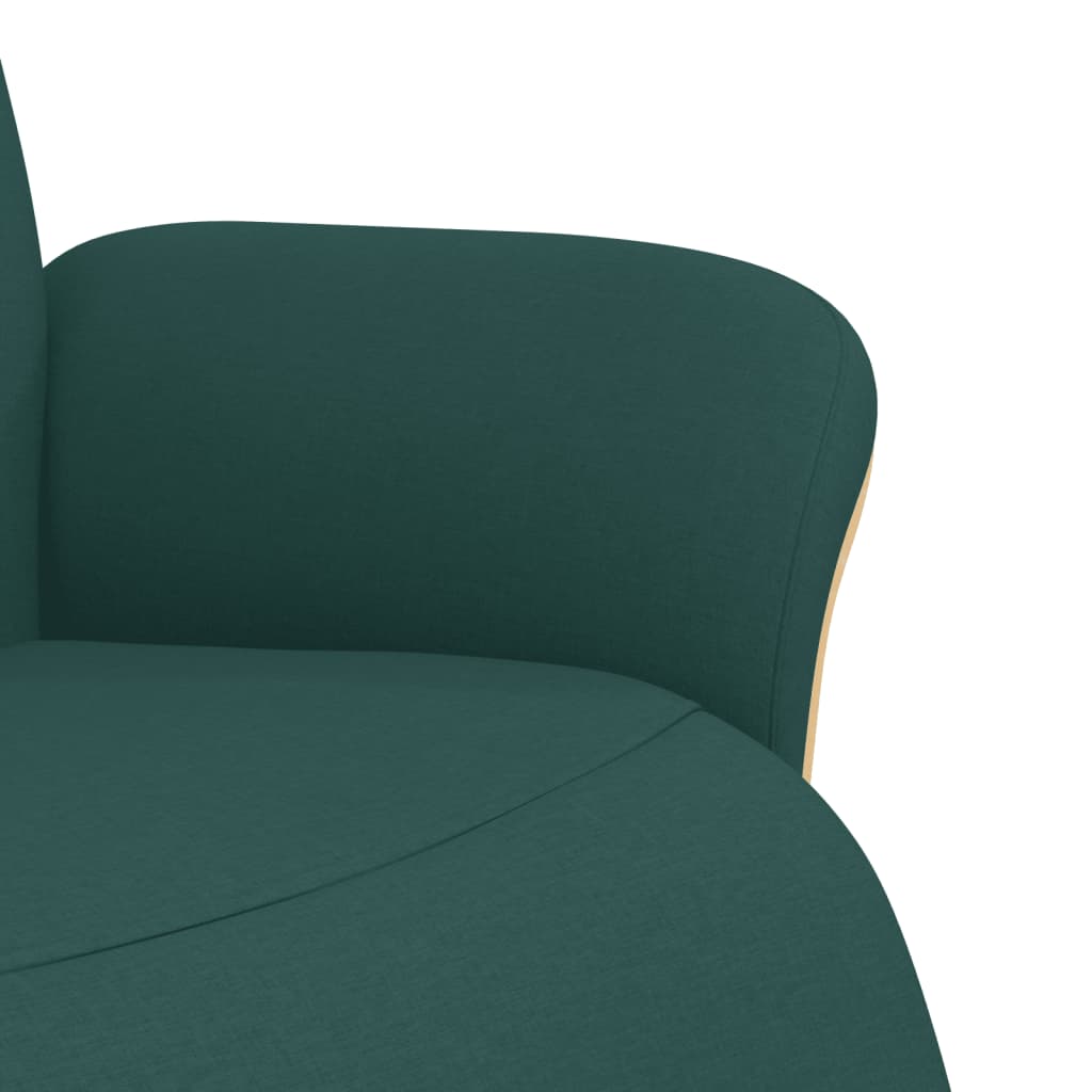 Poltrona Reclinabile con Poggiapiedi Verde Scuro in Tessuto