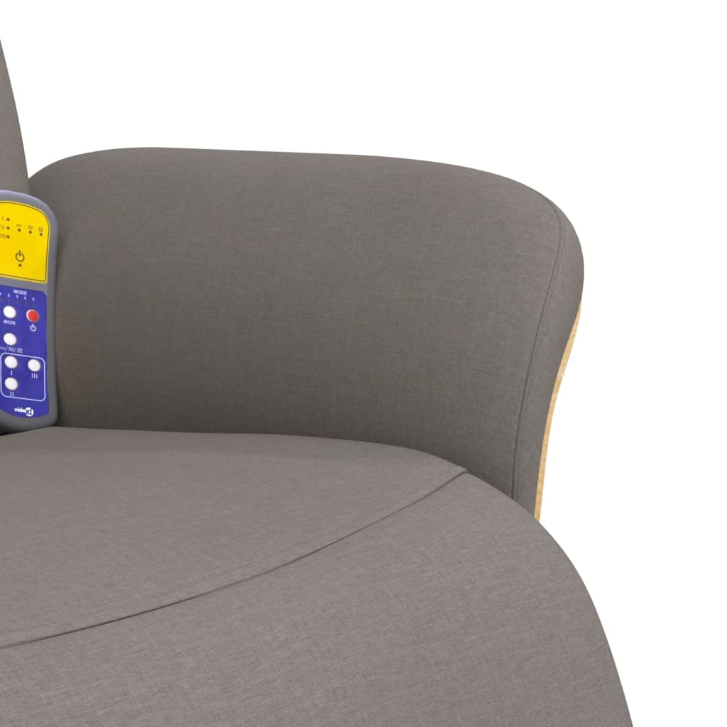 Poltrona Reclinabile Massaggiante Poggiapiedi Tortora Tessuto