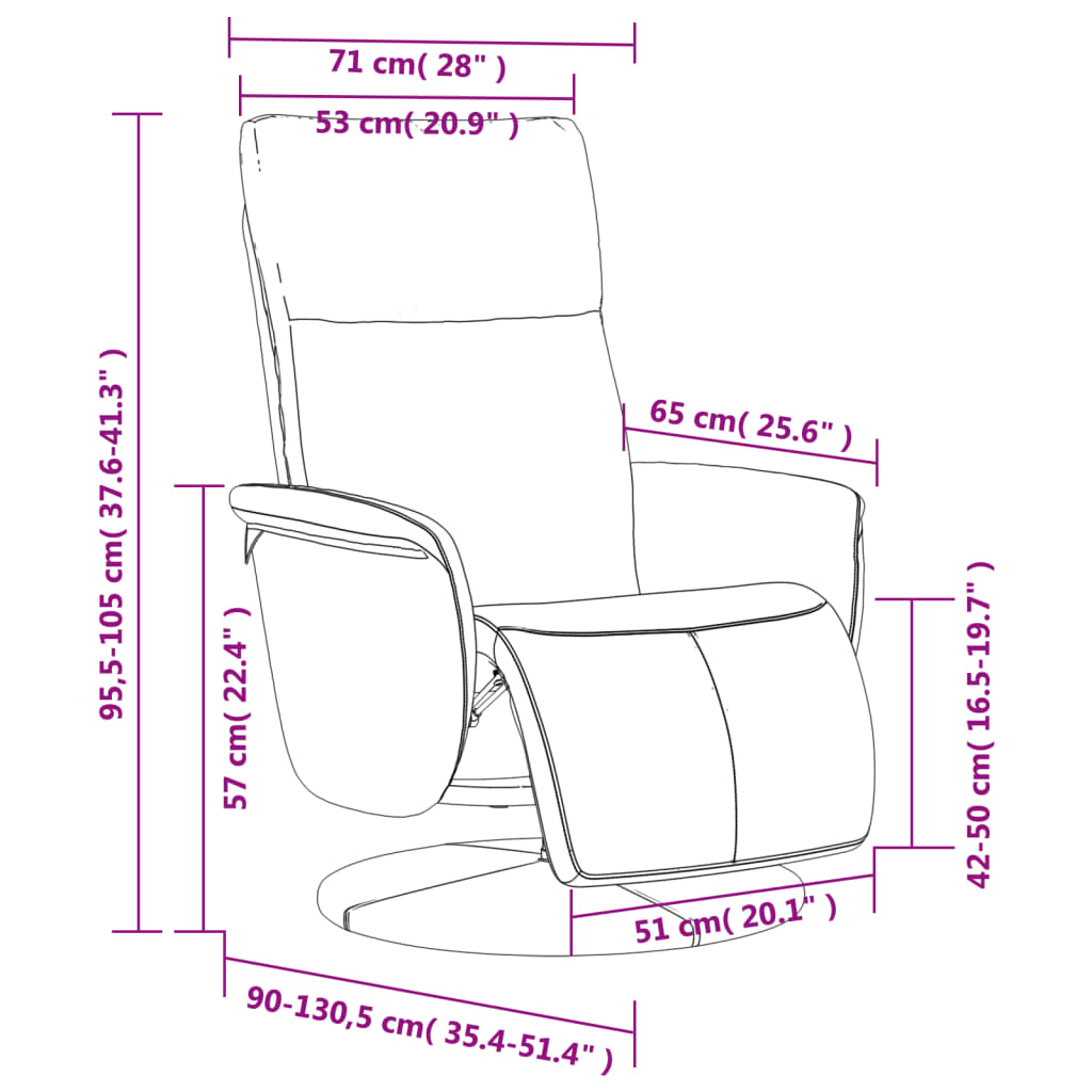 Poltrona Reclinabile con Poggiapiedi Grigia in Similpelle - homemem39