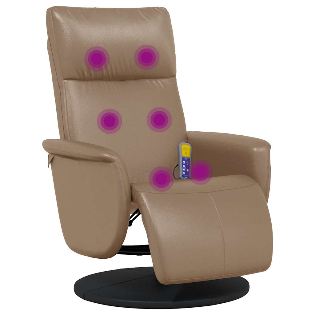 Poltrona Reclinabile Massaggi Poggiapiedi Cappuccino Similpelle
