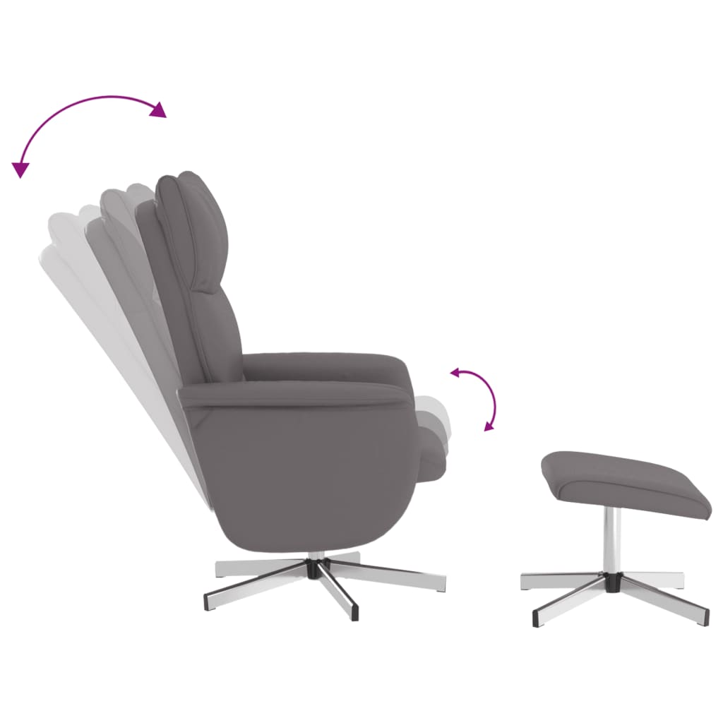 Poltrona Reclinabile con Poggiapiedi Grigia in Similpelle - homemem39