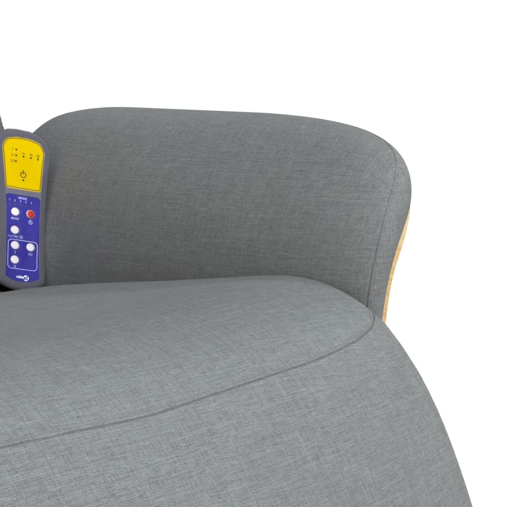 Poltrona Reclinante Massaggio Poggiapiedi Grigio Chiaro Tessuto - homemem39