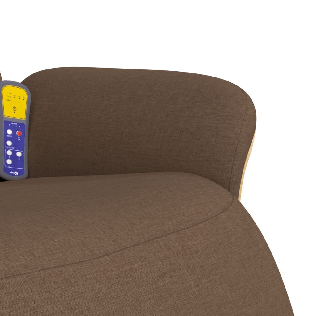 Poltrona Reclinabile Massaggio e Poggiapiedi Marrone in Tessuto