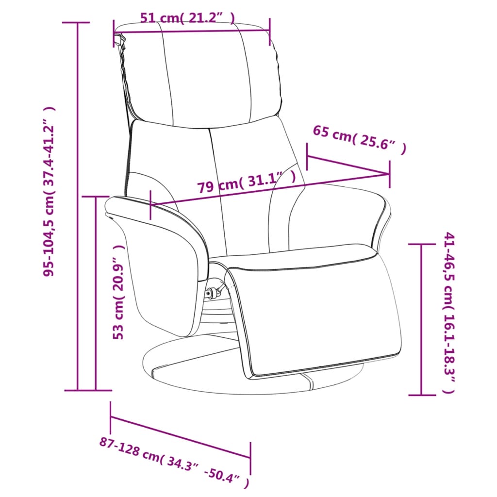 Poltrona Reclinabile con Poggiapiedi Grigia in Similpelle