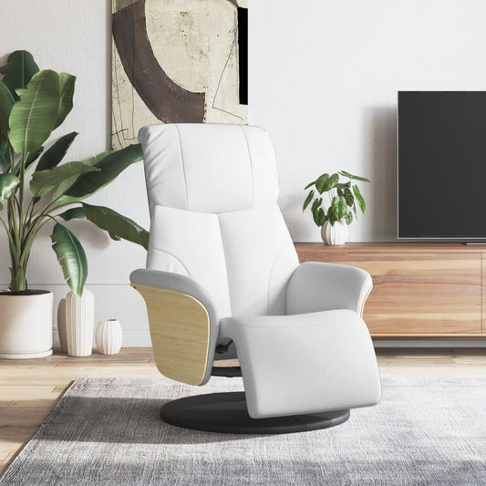 Poltrona Reclinabile con Poggiapiedi Bianca in Similpelle