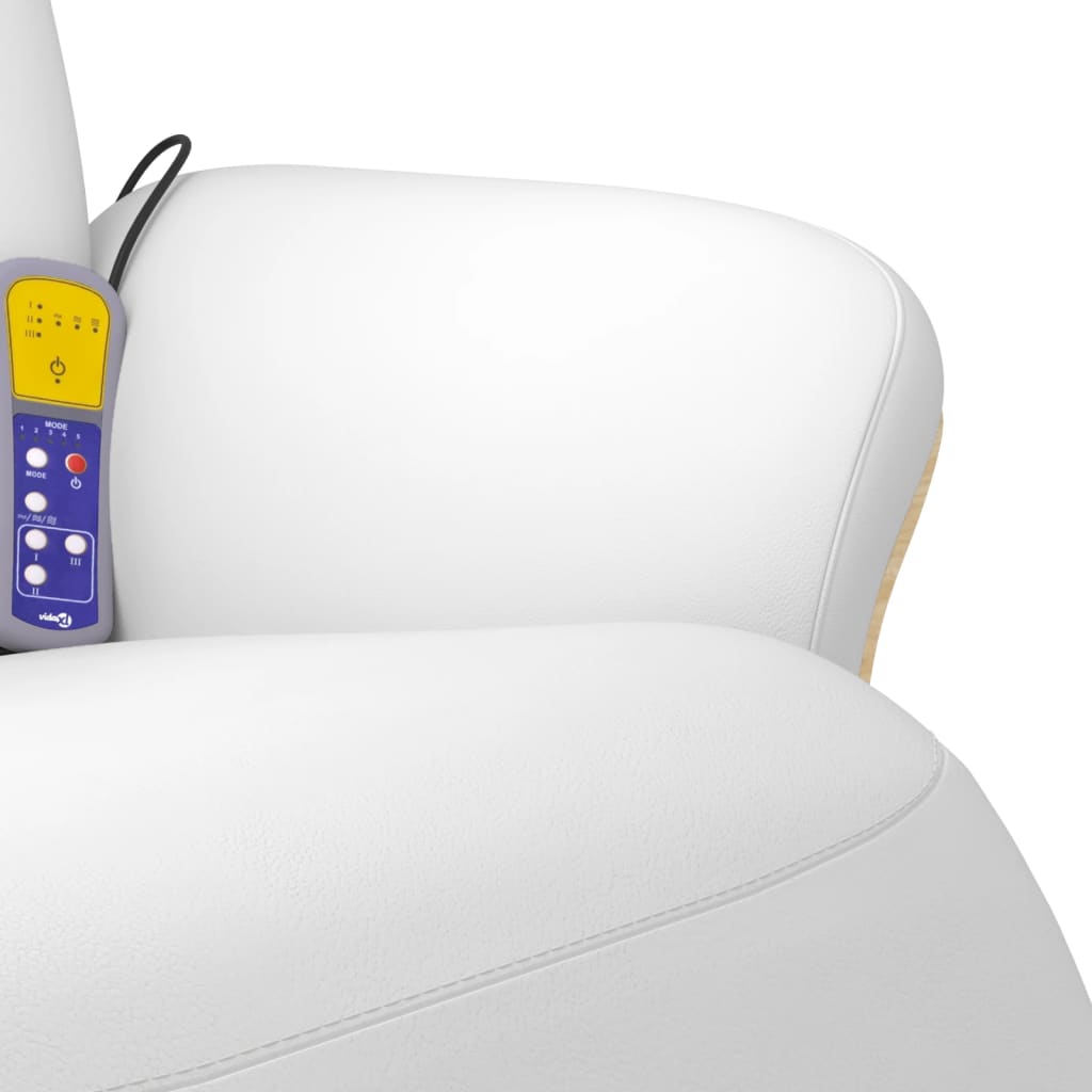 Poltrona Reclinabile Massaggiante Poggiapiedi Bianca Similpelle - homemem39