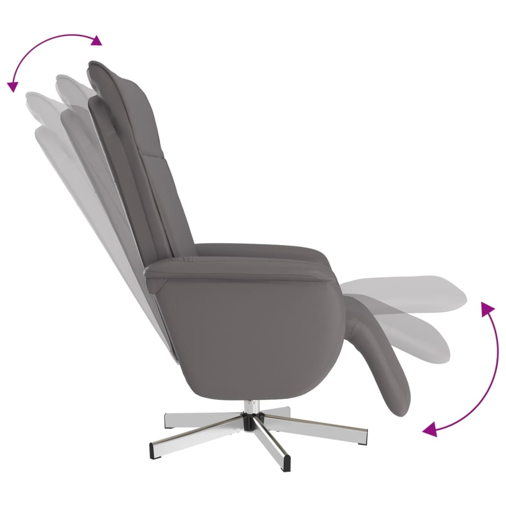 Poltrona Reclinabile con Poggiapiedi Grigia in Similpelle | homemem39