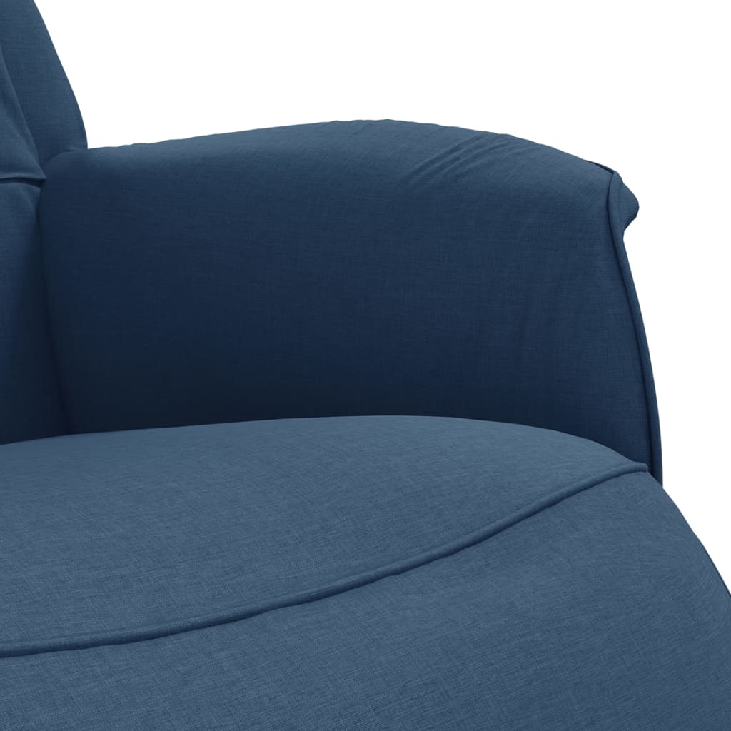 Poltrona Reclinabile con Poggiapiedi Blu in Tessuto