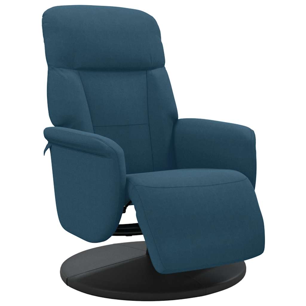 Poltrona Reclinabile con Poggiapiedi Blu in Velluto | homemem39