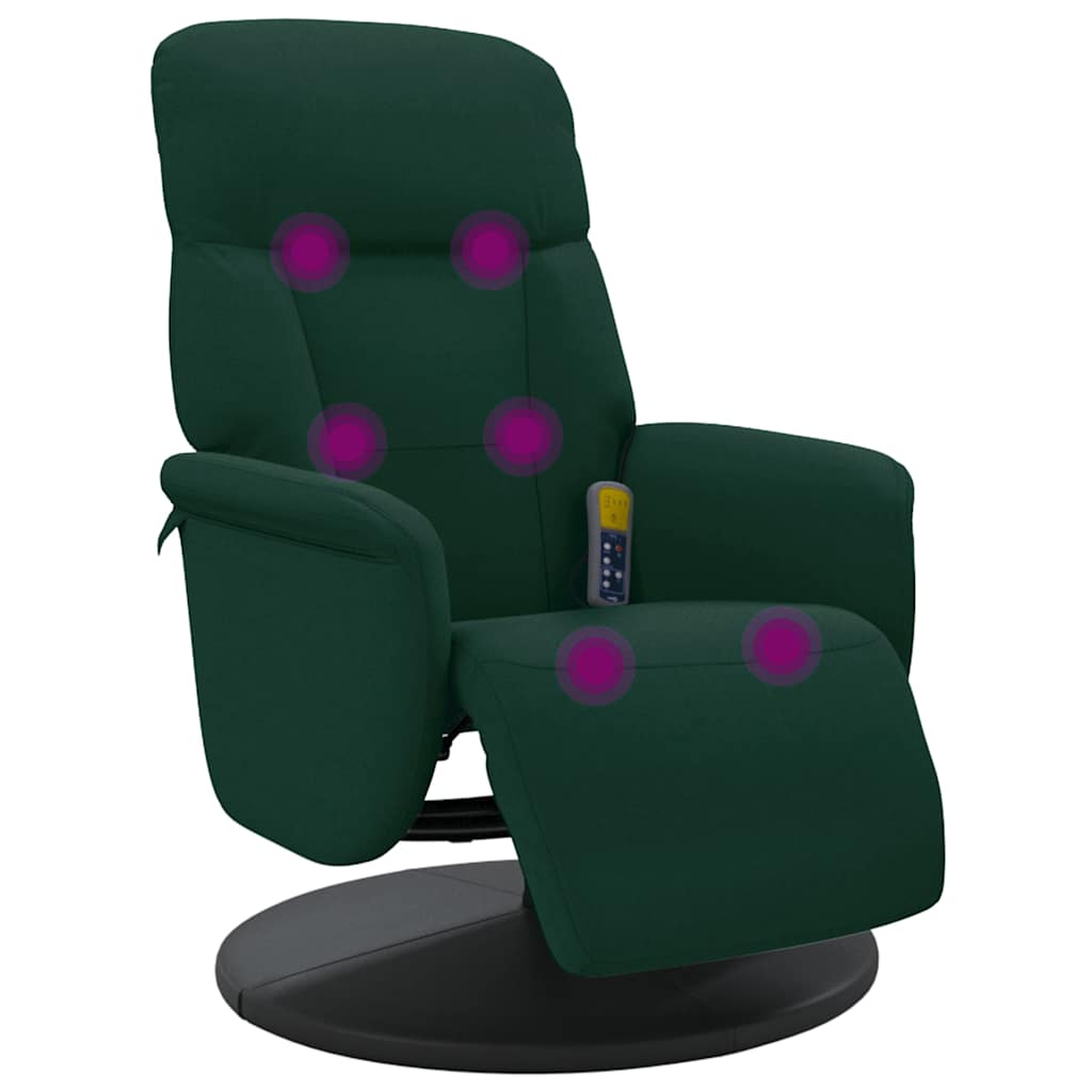 Poltrona Reclinante Massaggio Poggiapiedi Verde Scuro Velluto | homemem39