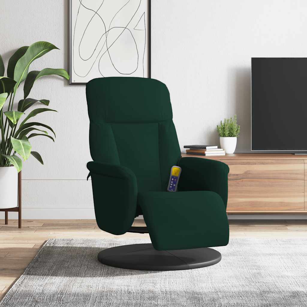 Poltrona Reclinante Massaggio Poggiapiedi Verde Scuro Velluto | homemem39