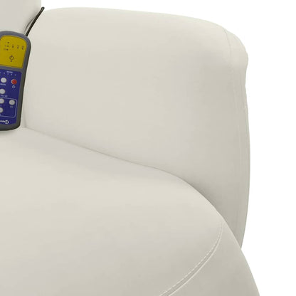 Poltrona Massaggiante Reclinabile con Poggiapiedi Crema Velluto | homemem39