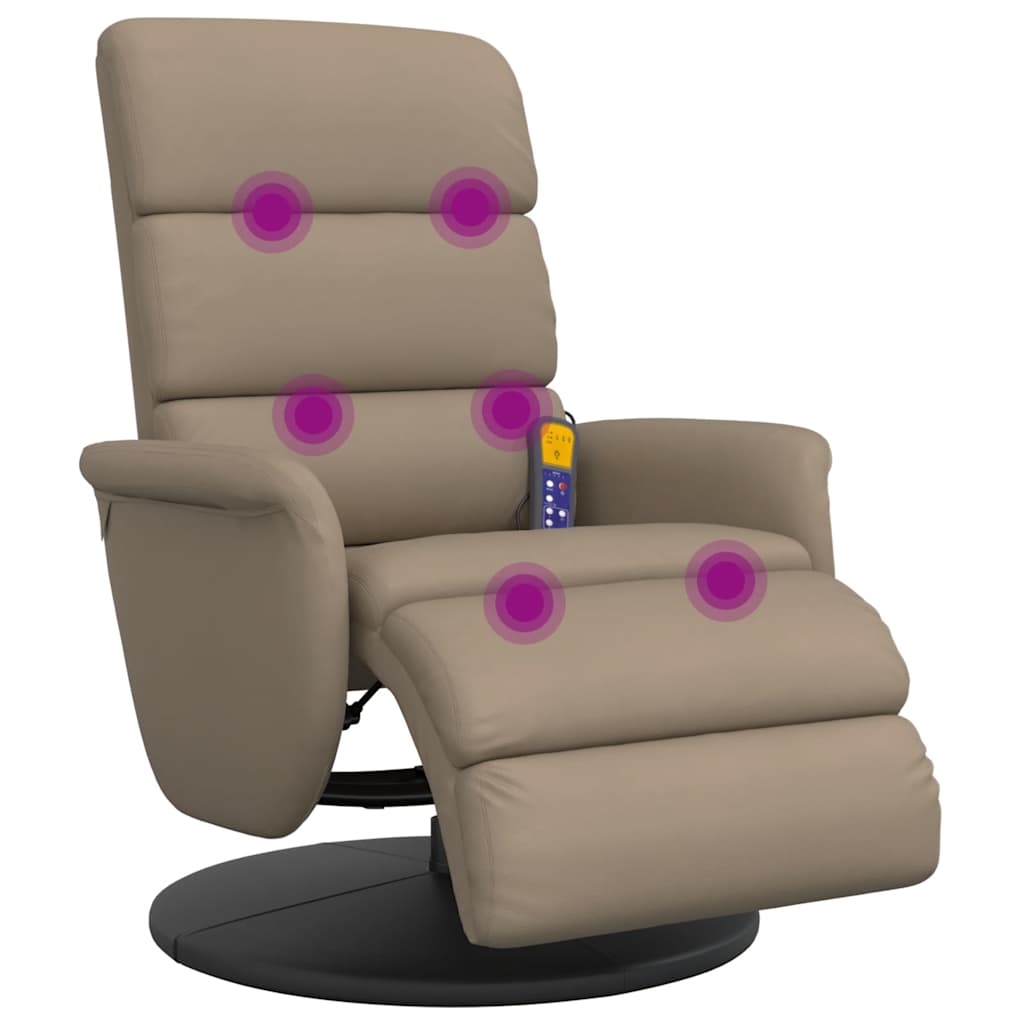 Poltrona Reclinabile Massaggi Poggiapiedi Cappuccino Similpelle